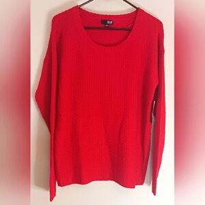 New a.n.a. Sweater Womens Size Large Red Knit Crew Neck Long Sleeve Pullover NWT